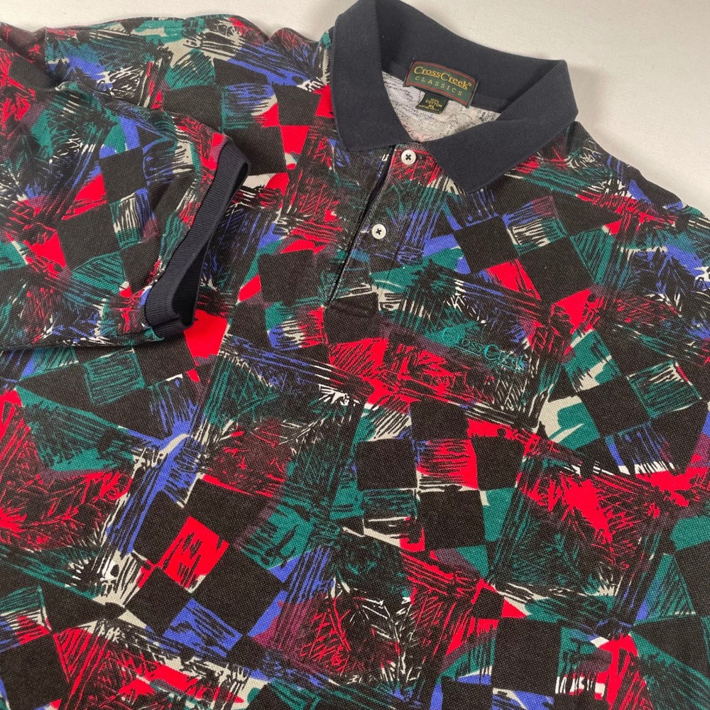 Cross Creek Classic Polo Shirt Abstract Print Short‎ Sleeve Mens XL